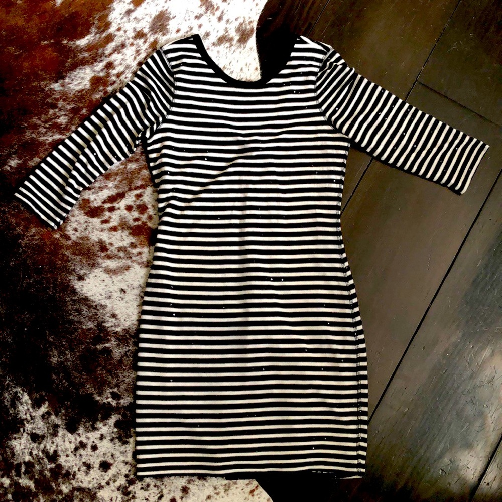 Express stripped sequin dress tunic